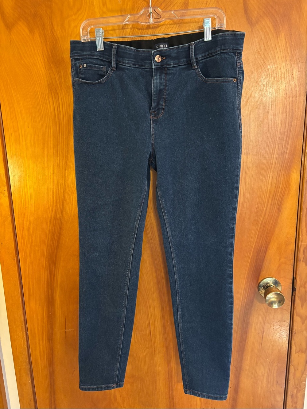 Curve Fit Skinny Jeans in Dark Blue